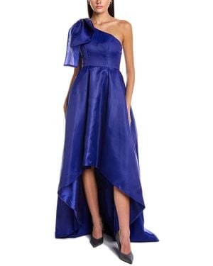 Black by Bariano Joesephine Bow High-Low Gown - Blue