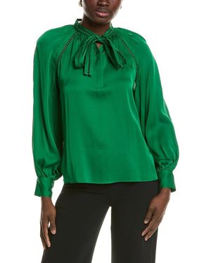 Tahari The Angie Silk-Blend Blouse - Green