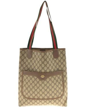 Gucci Gg Supreme Canvas Tote Shoulder Bag (Authentic Pre-Loved) - Metallic