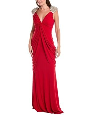 Issue New York Solid Embellished Maxi Dress - Red