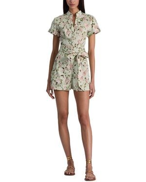 Alice + Olivia Lucy Roll Sleeve Button Down Romper - Multicolor