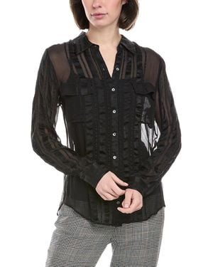Le Superbe Ribbon Stripe Silk Shirt - Black
