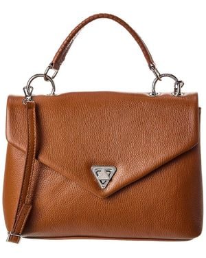 Italian Leather Top Handle Satchel - Brown