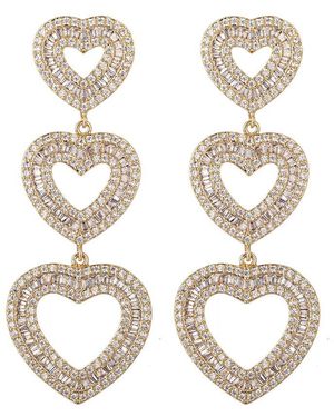 Eye Candy LA The Luxe Collection Cz Tier Heart Drop Earrings - Metallic