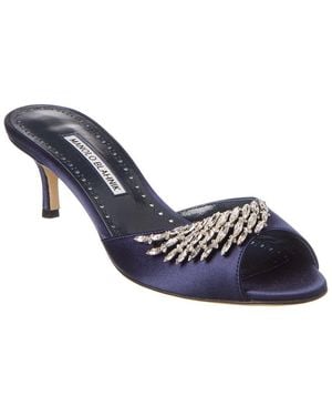 Manolo Blahnik Lumada 50 Satin Mule - Blue