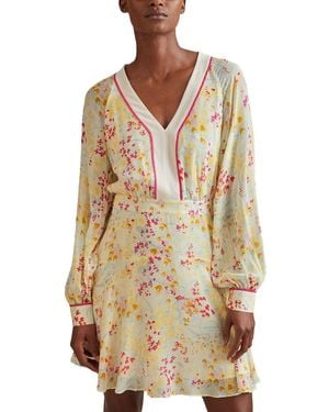 Reiss Molly Buttercup Printed Flippy Dress - Natural