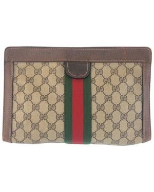 Gucci Vintage GG Supreme Clutch (authentic Pre-loved) - Brown