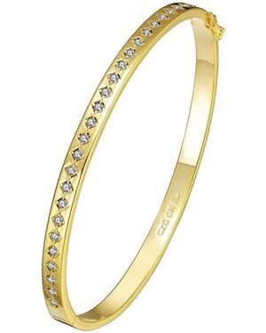 Rachel Glauber 14K Plated Cz Bangle Bracelet - Metallic