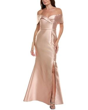 Rene Ruiz Off-Shoulder Fit & Flare Gown - Natural