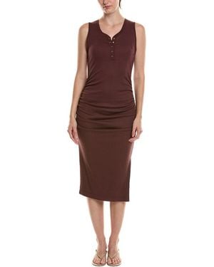 Michael Stars Samira Tank Henley Midi Dress - Red