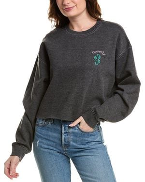 Project Social T Deserty Embroidered Raw Hem Sweatshirt - Black