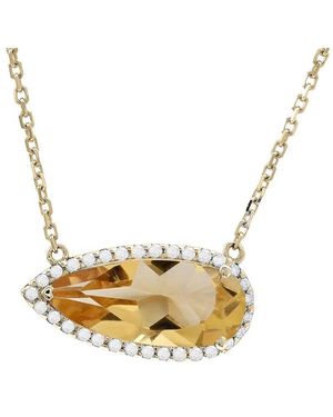 Gemstones 14k 2.22 Ct. Tw. Diamond & Citrine Necklace - Metallic