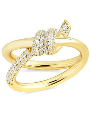 Sterling Forever 14k Over Silver Cz Irene Twisted Ring - Metallic