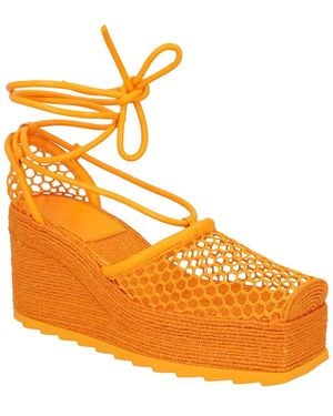 Bottega Veneta Polyester Stretch 90 Wedge Espadrille (Authentic Pre- Loved) - Orange