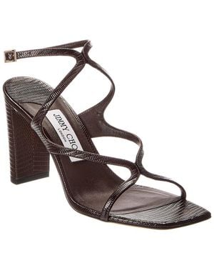 Jimmy Choo Azie 85 Lizard-Embossed Leather Sandal - Brown