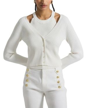 10 Crosby Derek Lam Lonnie Viscose Knit Layered Cardigan - Grey