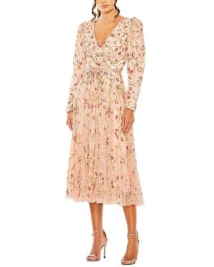 Mac Duggal Floral Embellished Wrap Dress - Pink