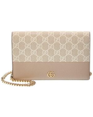 Gucci Gg Marmont Leather Wallet On Chain - Natural