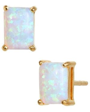 Savvy Cie 18k Over Silver Opal October Birthstone Earrings - Blue