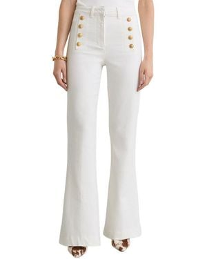 Reiss Petite Athena Button Detail Flared Jean - White