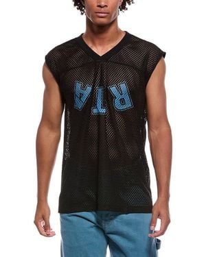 RTA V-Neck Sleeveless Mesh T-Shirt - Black