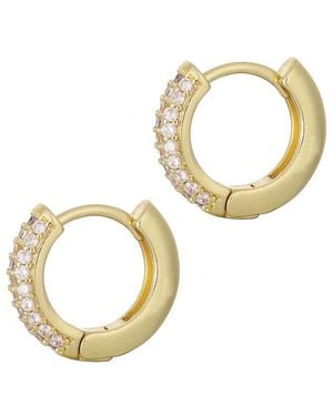 Adornia 14K Plated Cz Huggie Chubby Hoops - Metallic