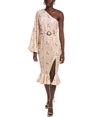 Hemant & Nandita One-shoulder Midi Dress - Natural