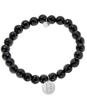 Jane Basch Diamond & Onyx Initial Stretch Bracelet -Z) - Black
