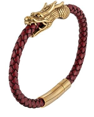 Eye Candy LA Luxe Collection Lionel Dragon Leather & Stainless Snap Bracelet - Metallic