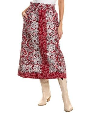 Sea Theodora Paisley Print Quilted Midi Skirt - Red