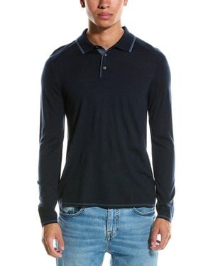 RAFFI Trim Detail Wool-Blend Polo Jumper - Blue