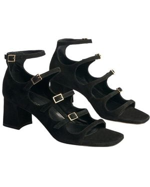 Marion Parke Francine Block Suede Sandal - Black