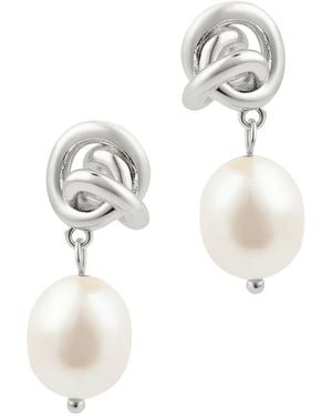 Adornia Freshwater Pearl & 13Mmmm Pearl Earrings - White