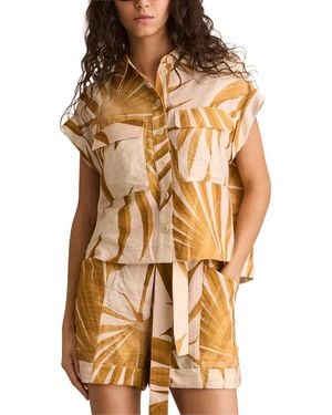 Reiss Hannah Palm Print Top - Natural