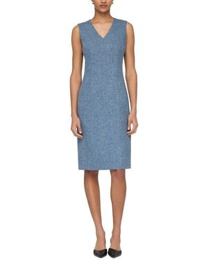 Lafayette 148 New York Plus V-Neck Sleeveless Wool & Silk-Blend Sheath Dress - Blue