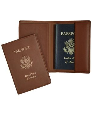 ROYCE New York New York Leather Rfid Blocking Passport Holder With Us Seal - Brown