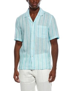 Isaia Camp Linen Shirt - Blue
