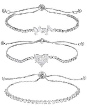 Eye Candy LA Emily Heart Cz Bolo Bracelet Set - White