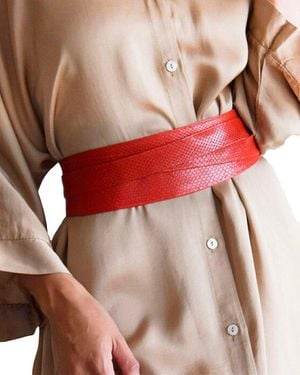 Ada Classic Wrap Leather Belt - Red