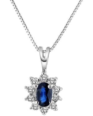 LEVARON 14K 0.35 Ct. Tw. Diamond & Sapphire Pendant - White
