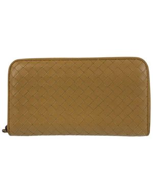 Bottega Veneta Intrecciato Leather Long Wallet (authentic Pre-loved) - Natural