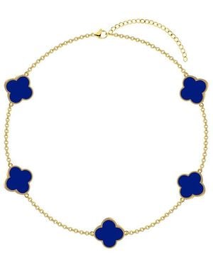 Gabi Rielle 14k Over Silver Blue Agate Clover Dual-sided Bracelet
