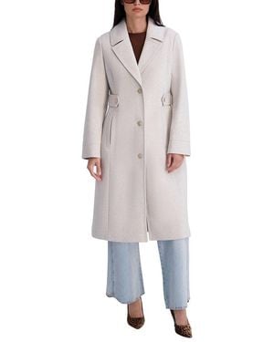 Kensie Faux Wool Tailored Longline Coat - Grey