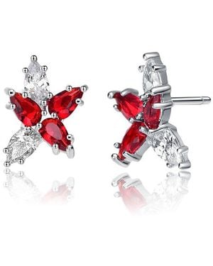 Genevive Jewelry Silver Cz Studs - White