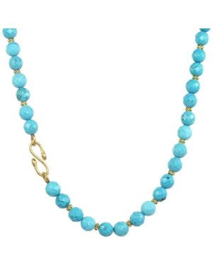 Rachel Reinhardt Jewelry Gold Over Silver Blue Howlite Snake Necklace