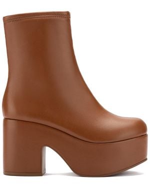 Larroude Larroudé Miso Leather Platform Boot - Brown