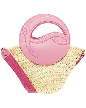 Christian Louboutin Biloumoon Raffia & Leather Basket Tote - Pink