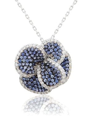 Suzy Levian Silver 0.02 Ct. Tw. Diamond & Gemstone Pendant - Blue