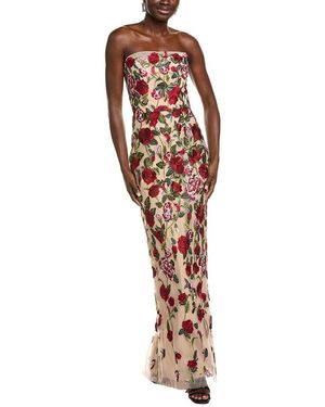 Marchesa Roses Tulle Gown - Red