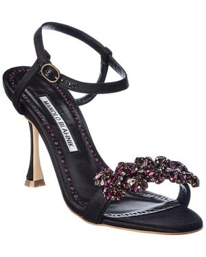 Manolo Blahnik Finah 90 Satin Sandal - Blue